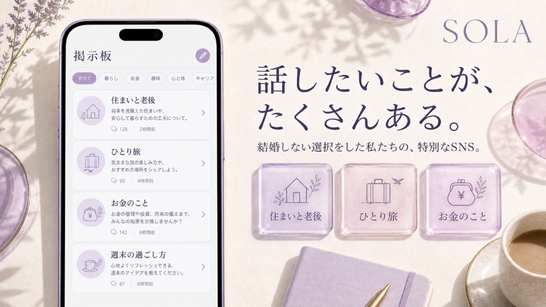 SOLA 探す画面とプロフィール